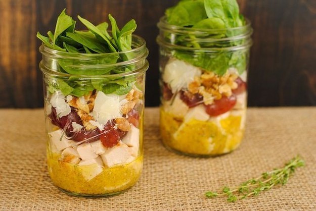 Chicken And Spinach Salad Jars