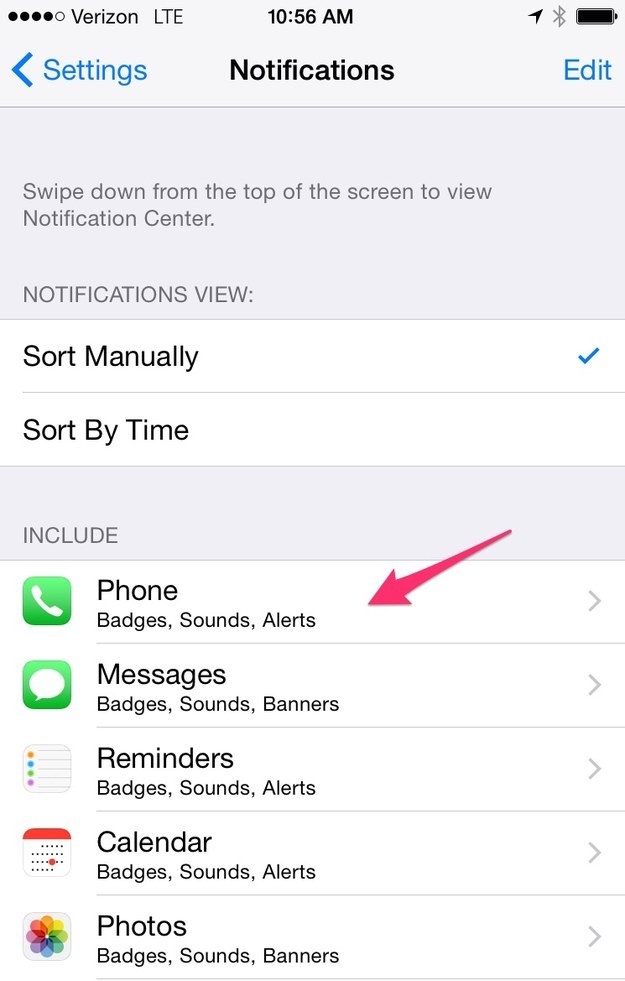 Then select the app that you want to turn off notifications for: