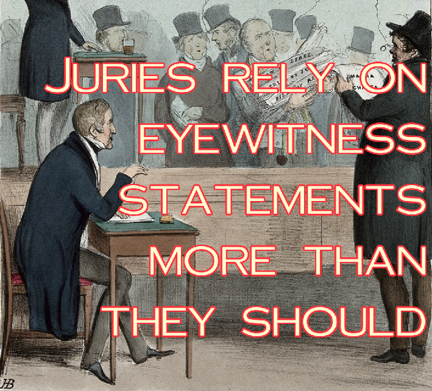 Juries tend to base their decision on eyewitness statements more than they should.