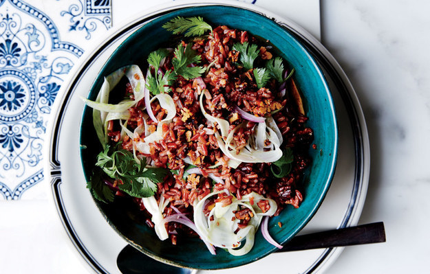 Red Rice Salad with Pecans, Fennel and Herbs