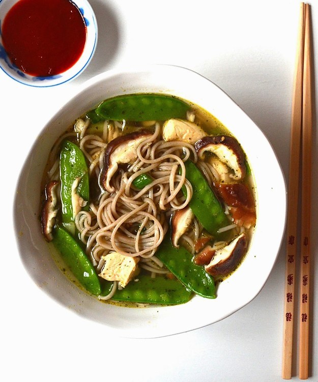 Soba Noodle Soup With Mushrooms and Snow Peas