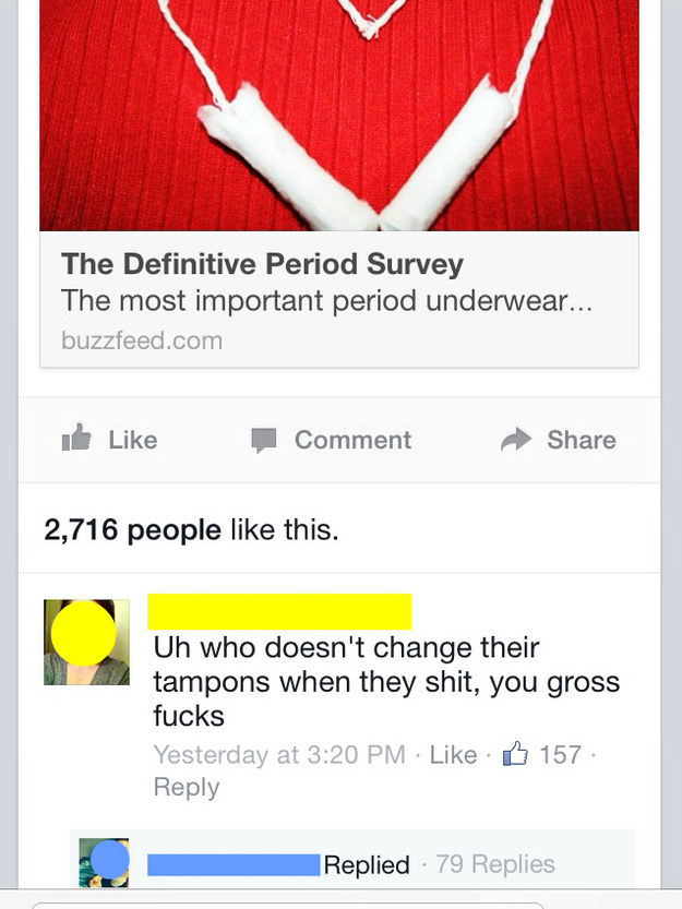 And when the question was later posed in a poll about period habits, some people really took a stand.