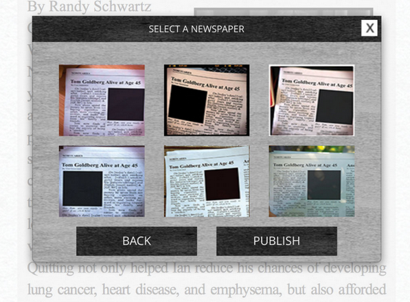 If you're satisfied with the words, choose your favorite newspaper filter...and then hit publish.
