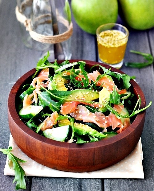 Smoked Salmon, Avocado, and Arugula Salad