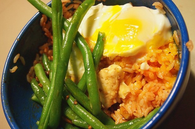 Thai Rice with Garlic Green Beans and Fried Eggs