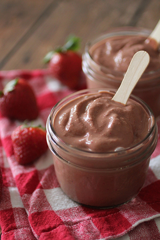 2-Minute Chocolate Covered Strawberry Frozen Yogurt