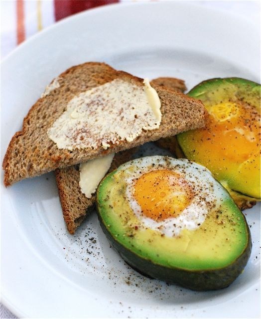 Baked Eggs in Avocados w/ Wheat Toast