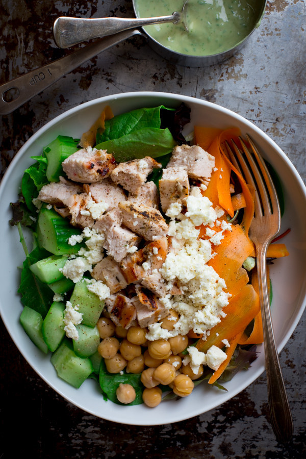 Chicken and Chickpea Green Goddess Power Salad