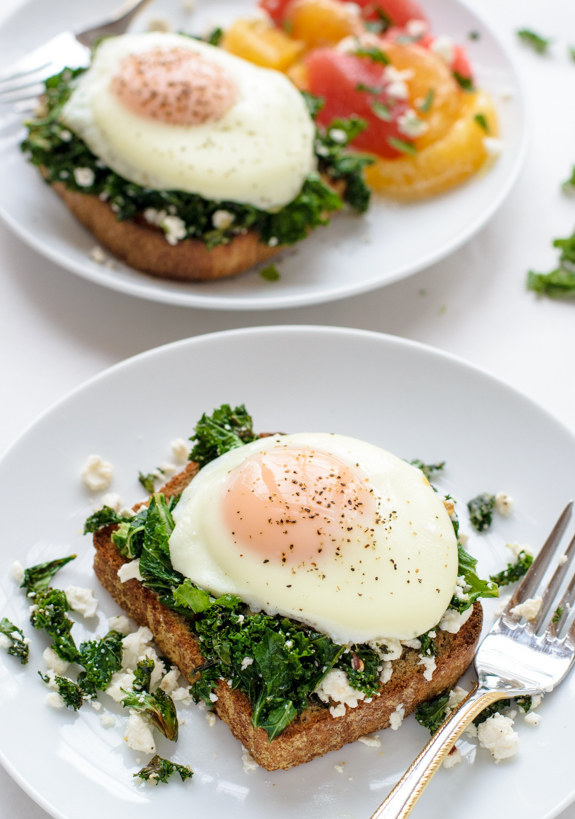 Easy Kale Feta Egg Toast