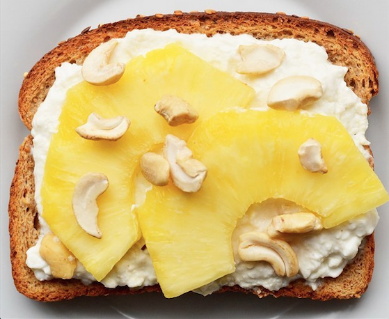 Pineapple, Cashew, and Cottage Cheese Toast
