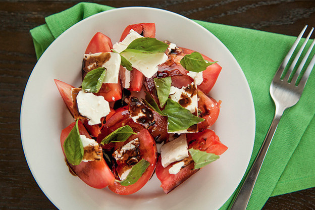 Sliced Tomatoes with Feta and Basil