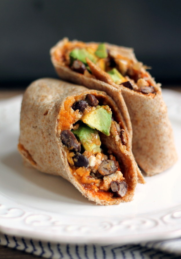 Sweet Potato, Black Bean, &amp; Egg White Breakfast Burritos