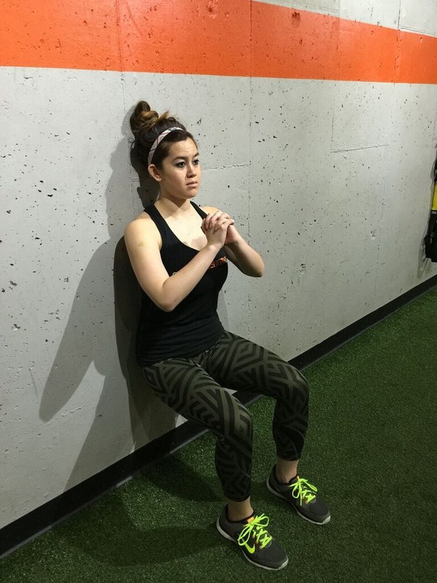 When you're done with your four minutes, do a one-minute wall sit.