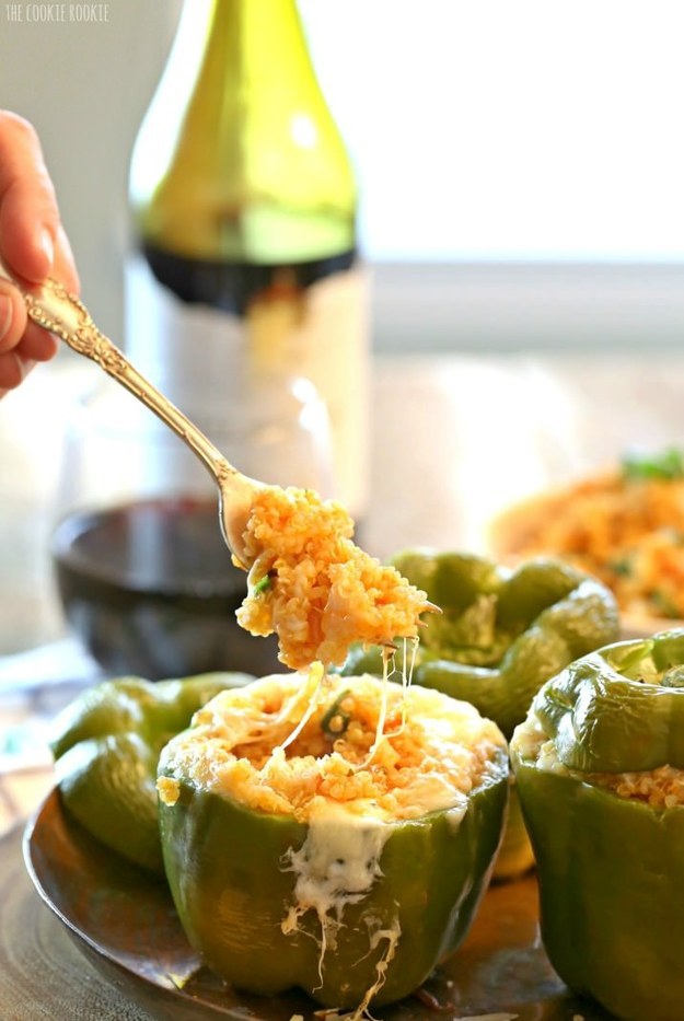 And these quinoa Hawaiian "pizza" stuffed peppers.