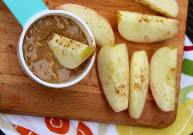 At 3 p.m. I have a sliced apple with a tablespoon of chunky almond butter for a snack.