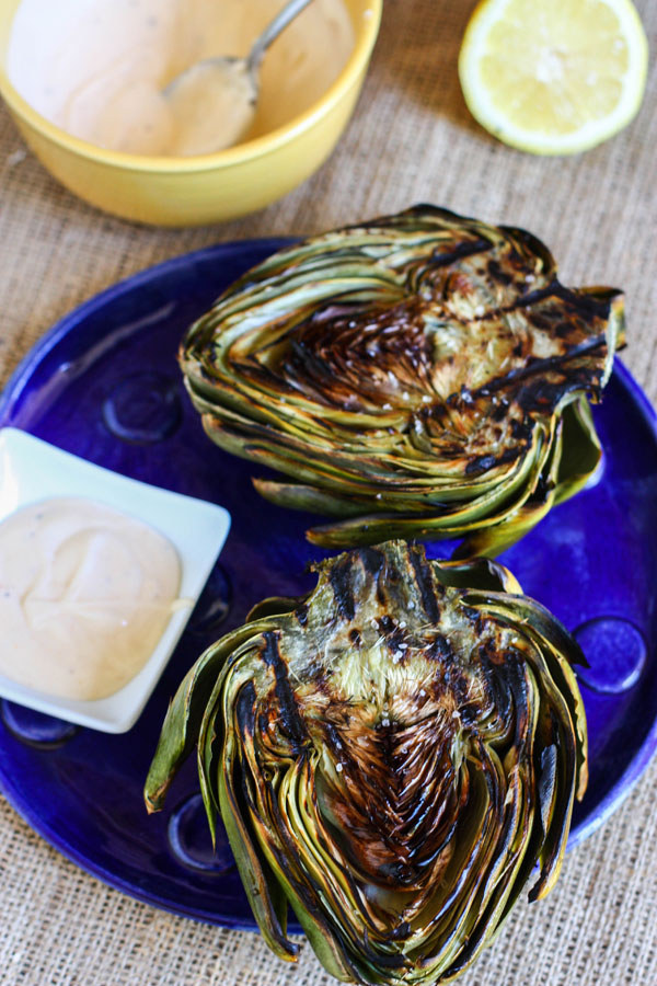 Grilled Artichokes with Spicy Lemon Aioli