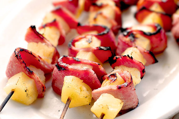 Grilled Pineapple and Ham Kebabs