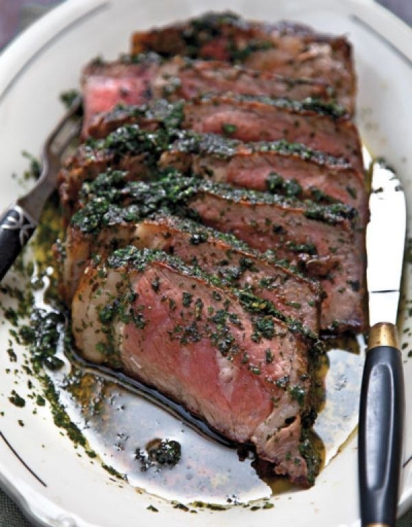 Grilled Steak with Herb Sauce