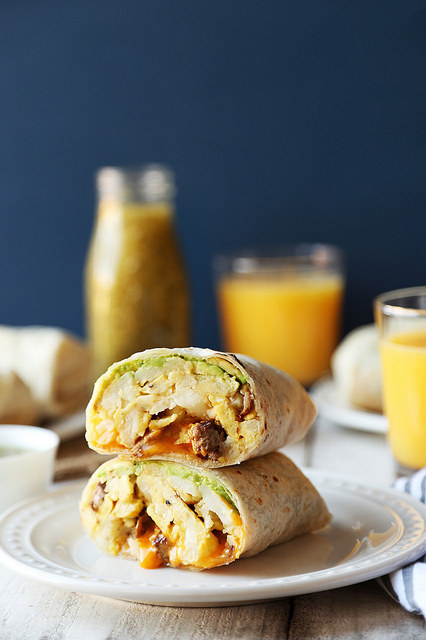 Steak and Avocado Breakfast Burritos