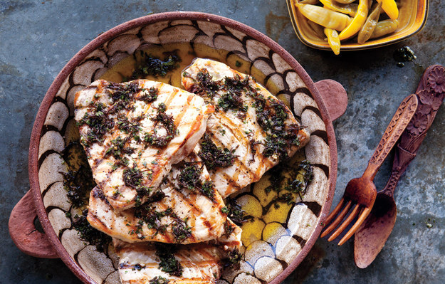 Swordfish with Seaweed Salsa Verde