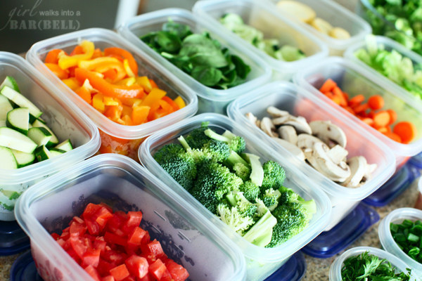 Wash, chop, and prepare a bunch of different veggies for the week, and store them in tupperware containers.