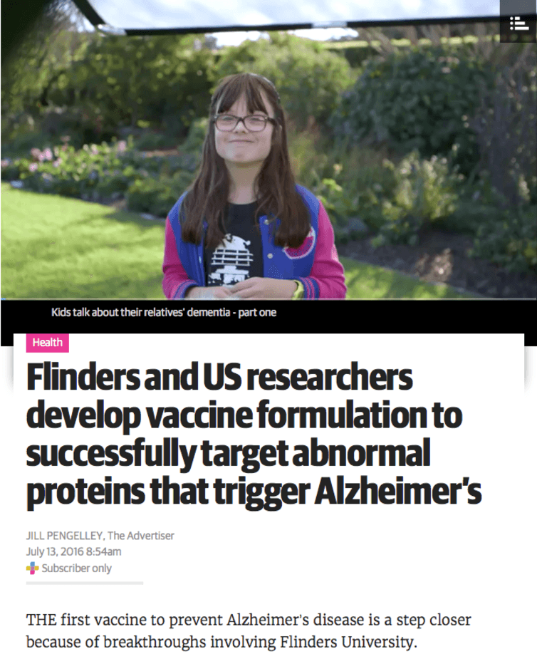 Image: Media reports hailed a breakthrough in Alzheimer’s research this week.